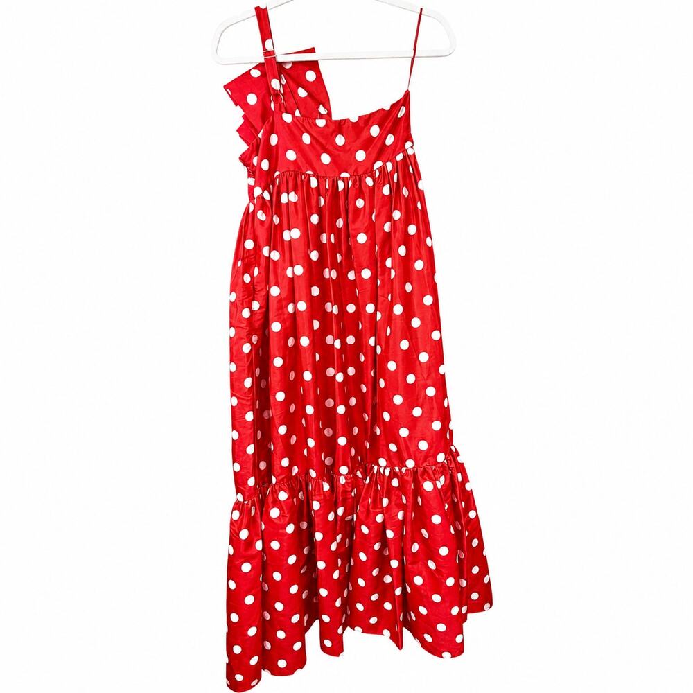 NEW Anthropologie x ATSU Red Polka-Dot Sally Bow Statement One Shoulder Dress XS - Picture 9 of 12